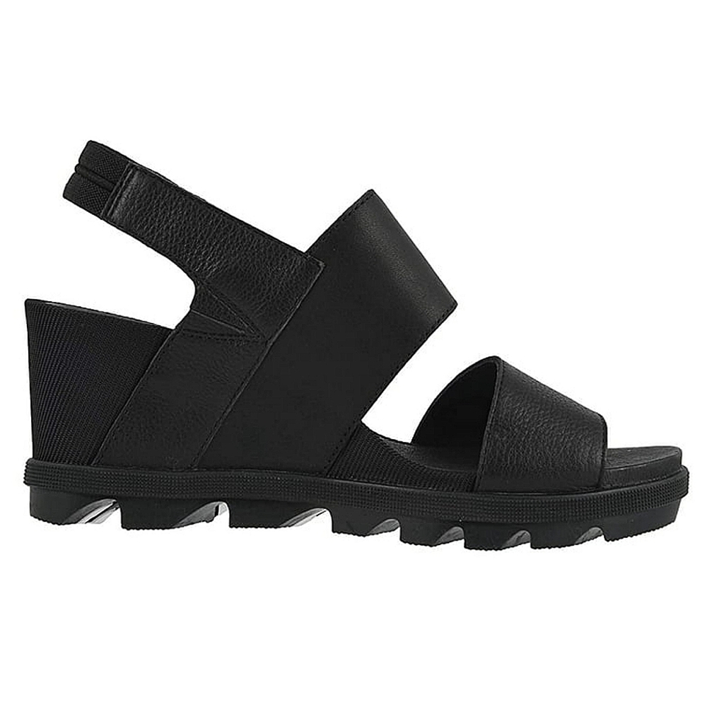 Sorel Black Leather Wedge Sandals